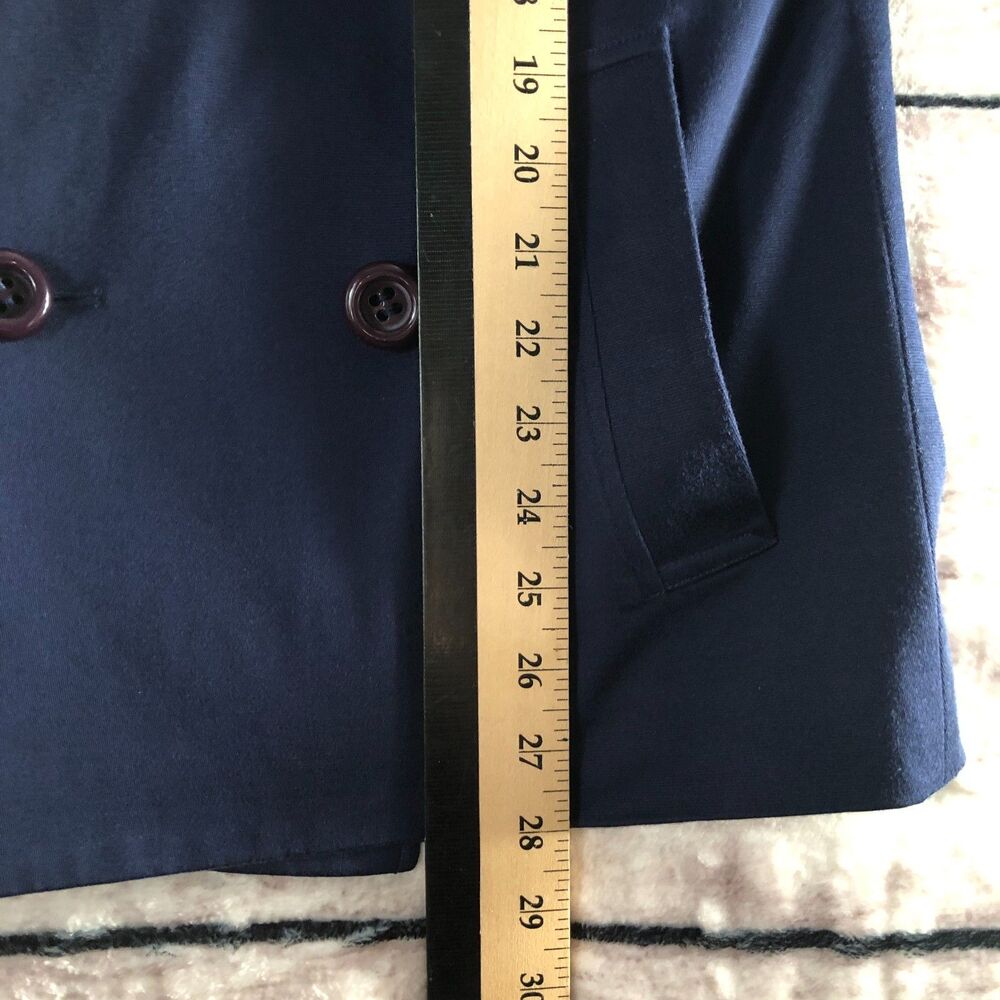 Von Lancelot Trench Coat S Navy Blue Double Breasted Jacket Military Goth Punk - Picture 13 of 16